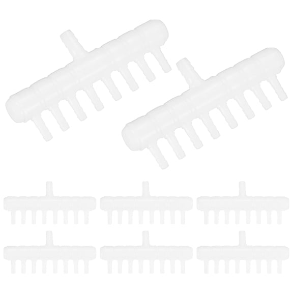Uxcell 8-Pack Rake-Shaped Hose Joint Diverter, 8-Way Water Flow Divider for Aquarium Garden [Transparent]