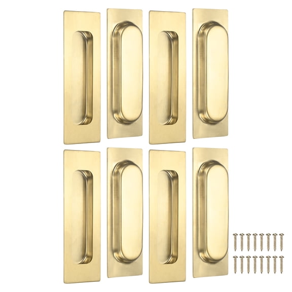 Uxcell 8-Pack Recessed Finger Pulls, 4.72 Inch 201 Stainless Steel Sliding Closet Door Handles [Gold]