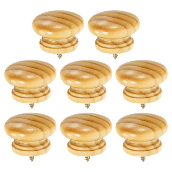 Uxcell 8 Pack Round Wood Drawer Knob, 1.57" x 1.1" Self-Tapping Solid Wood Handle Round Cabinet Knob Mushroom Shape Wooden Knobs for Furniture Dresser Wardrobe, Wood Color