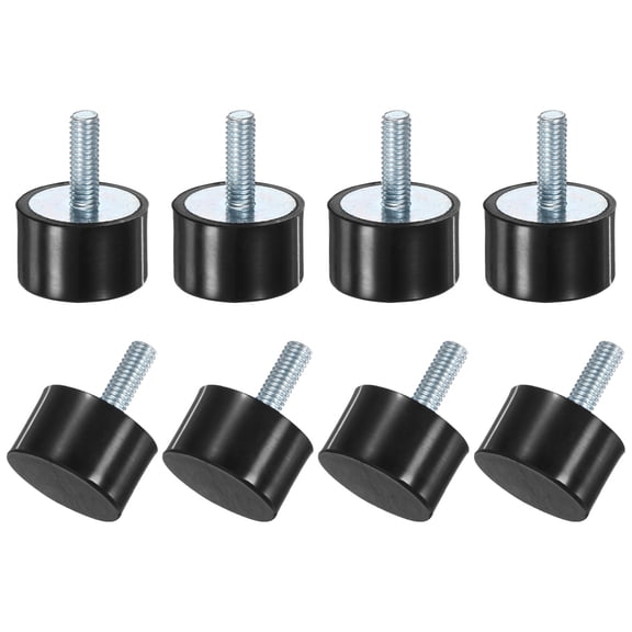 Uxcell 8-Pack Rubber Mounts with M6 x 18mm Studs Male D25mmxH15mm