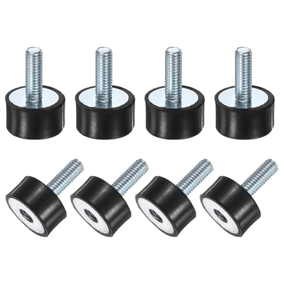 Uxcell 8-Pack Rubber Mounts with M6 x 18mm Studs Male/Female D20mmxH10mm