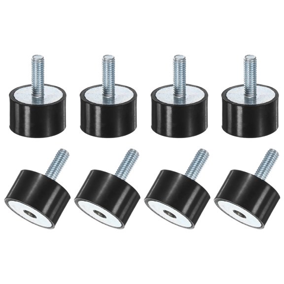 Uxcell 8-Pack Rubber Mounts with M6 x 18mm Studs Male/Female D25mmxH15mm