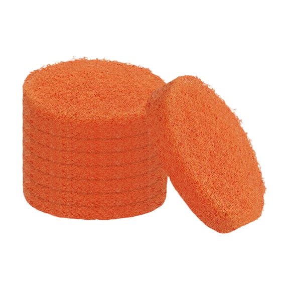 Uxcell 8 Pack Scrubber Scouring Pad, 2 Inch 2000 Grits Drill Power Brush Hoop and Loop Scrub Pads Discs Polishing Pad for Household Furniture Automotive Cleaning, Orange