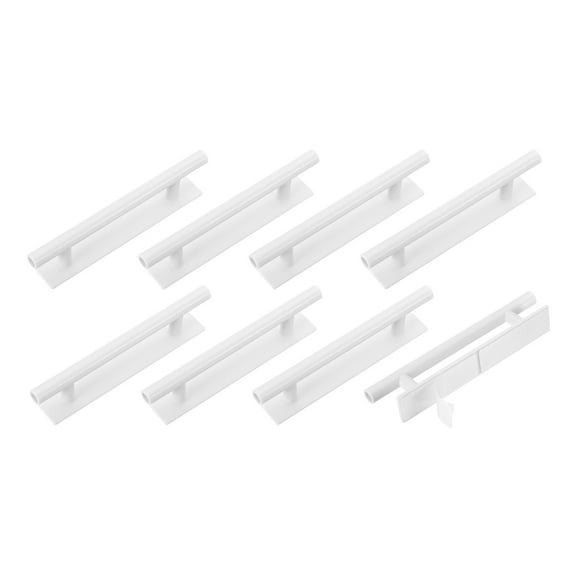 Uxcell 8 Pack Self-Stick Push Pull Helper, 6 Inch Plastic Adhesive Cabinet Handles Round Stick-on Handle for Kitchen Cabinet Window Sliding Closet Door Wardrobe(White)