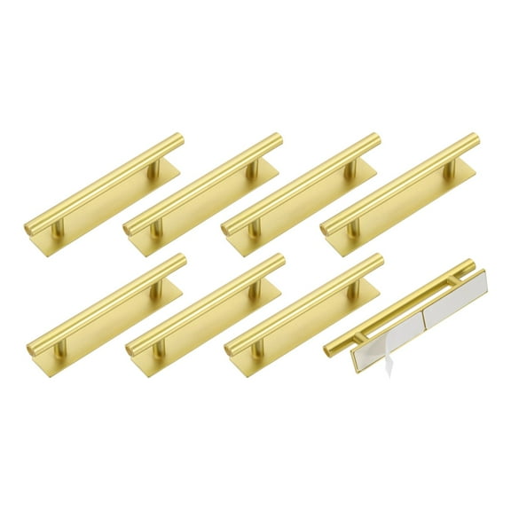 Uxcell 8 Pack Self-Stick Push Pull Helper, 6 Inch Plastic Adhesive Cabinet Handles Round Stick-on Handle for Kitchen Cabinet Window Sliding Closet Door Wardrobe(Gold)