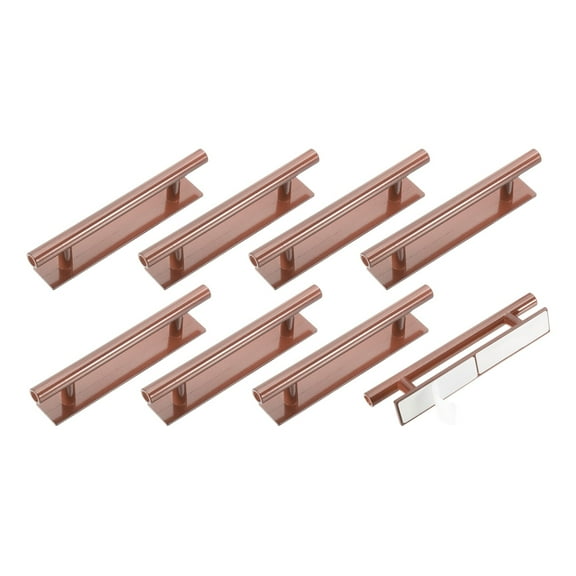 Uxcell 8 Pack Self-Stick Push Pull Helper, 6 Inch Plastic Adhesive Cabinet Handles Round Stick-on Handle for Kitchen Cabinet Window Sliding Closet Door Wardrobe(Rose Gold)