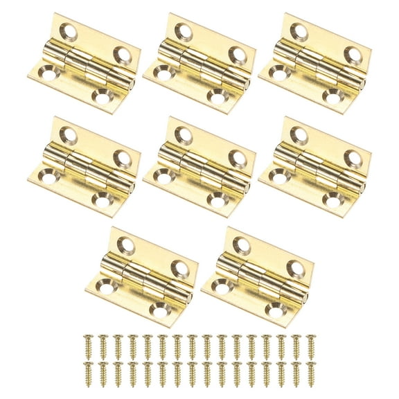 Uxcell 8-Pack Small Door Hinges, 1in (25mm) Brass Interior Folding Butt Mini Hinges with Screw for Jewelry Box