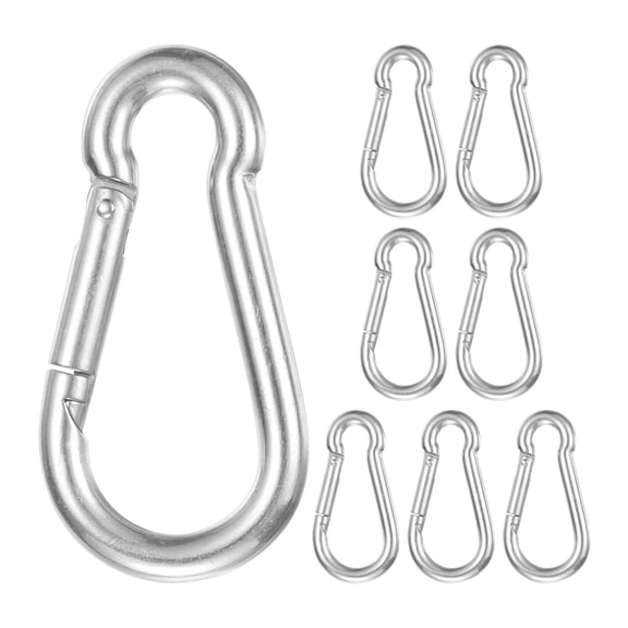 Uxcell 8-Pack Spring Snap Hooks, M8 Stainless Steel 3.16 Inch Quick Link Snap Hooks for Keychain Clip
