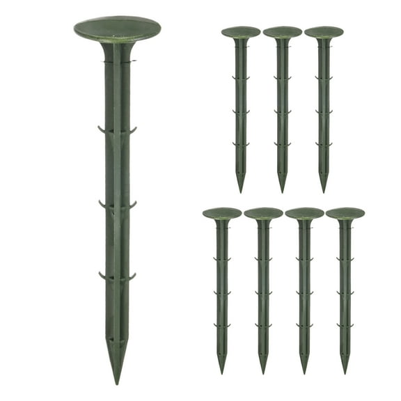 Uxcell 8-Pack Survey Markers Garden Stakes, 1.3 x 6.3 Inch Plastic Low Profile Survey Stakes Anchors Spikes for Tarpaulin/Lawn Border [Green]