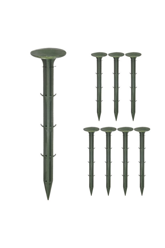 8-Pack Survey Markers Garden Stakes, 1.3 x 6.3 Inch Plastic Low Profile Survey Stakes Anchors Spikes for Tarpaulin/Lawn Border [Green]