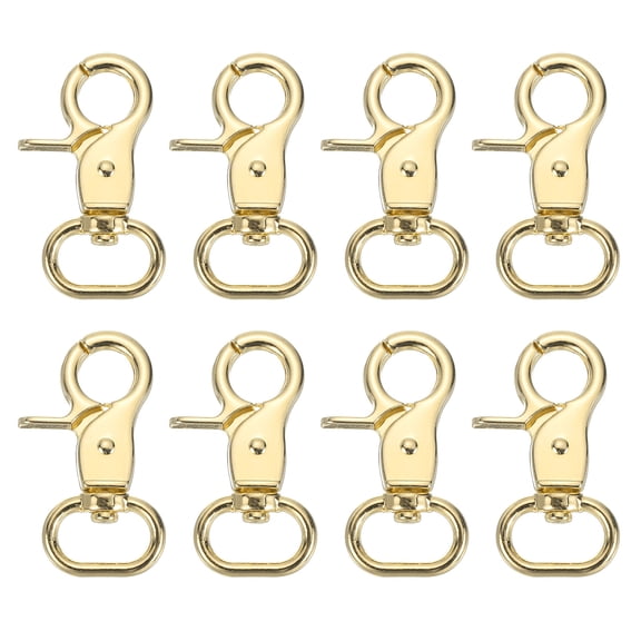 Uxcell 8 Pack Swivel Snap Hook, 15mm(5/8") Trigger Snap Heavy Duty Metal Lobster Claw Clasp Lanyard Clips for Straps Bags Belting Leathercraft, Light Gold
