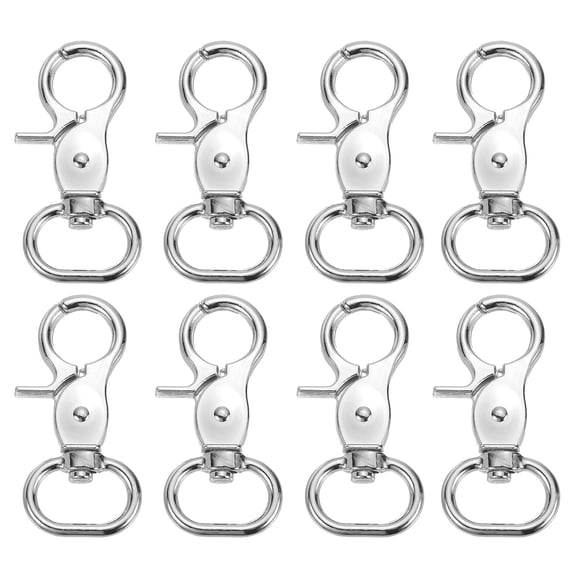 Uxcell 8 Pack Swivel Snap Hook, 20mm(3/4") Trigger Snap Heavy Duty Metal Lobster Claw Clasp Lanyard Clips for Straps Bags Belting Leathercraft, Silver White