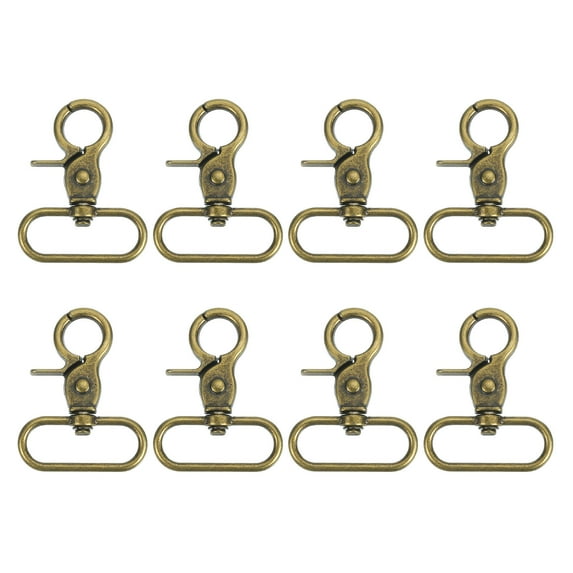 Uxcell 8 Pack Swivel Snap Hook, 38mm(1 1/2") Trigger Snap Heavy Duty Metal Lobster Claw Clasp Lanyard Clips for Straps Bags Belting Leathercraft, Bronze