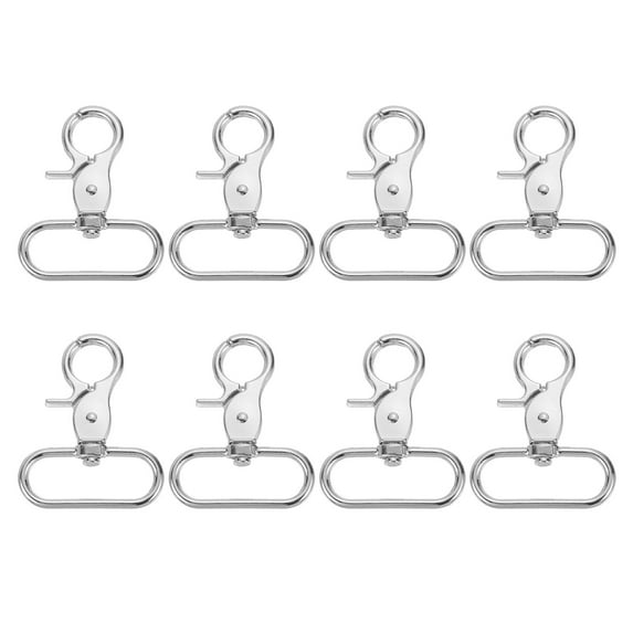 Uxcell 8 Pack Swivel Snap Hook, 38mm(1 1/2") Trigger Snap Heavy Duty Metal Lobster Claw Clasp Lanyard Clips for Straps Bags Belting Leathercraft, Silver White