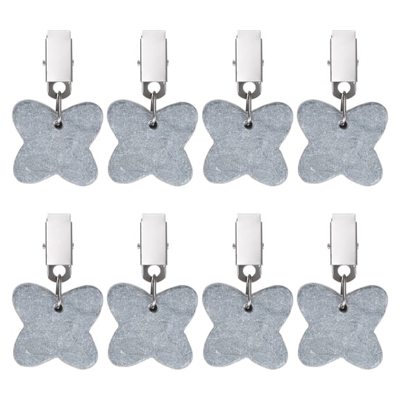 Uxcell 8-Pack Tablecloth Weights, 2.68 Inch Marble Table Cover Weights with Metal Clips for Decor [Gray, Butterfly]