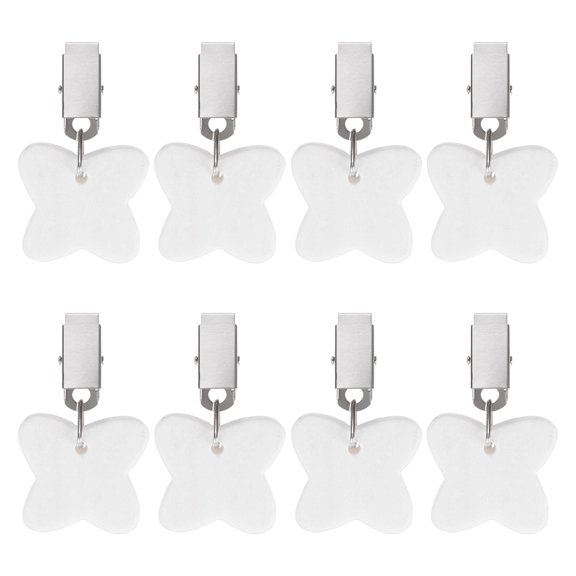 Uxcell 8-Pack Tablecloth Weights, 2.68 Inch Marble Table Cover Weights with Metal Clips for Decor [White, Butterfly]