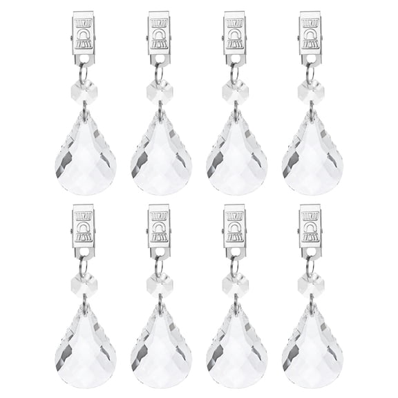 Uxcell 8 Pack Tablecloth Weights, Crystal Table Cover Weights with Metal Clips, Clear Gourd Shape Pendant Curtain Weight 100 x 33.5mm for Outdoor Picnic Garden Table Decoration