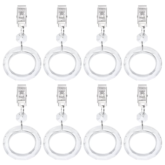 Uxcell 8 Pack Tablecloth Weights, Crystal Table Cover Weights with Metal Clips, Clear O Shape Pendant Curtain Weight 100 x 50mm for Outdoor Picnic Garden Table Decoration