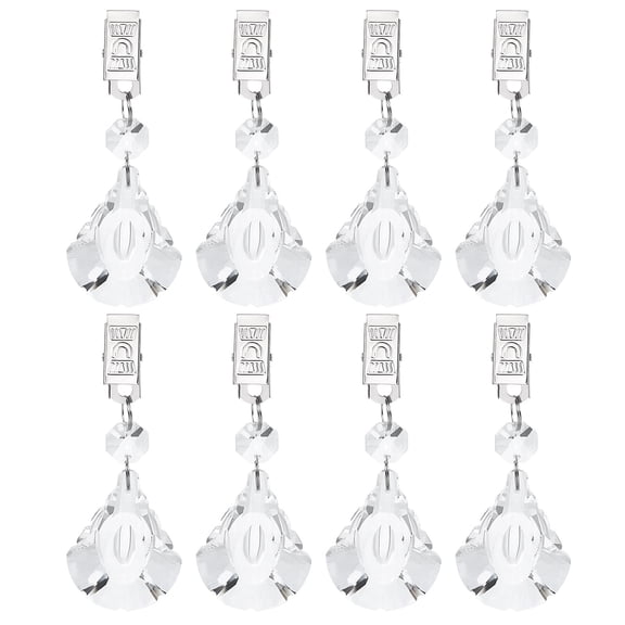 Uxcell 8 Pack Tablecloth Weights, Crystal Table Cover Weights with Metal Clips, Clear Small Scallop Shape Pendant Curtain Weight 100 x 39mm for Outdoor Picnic Garden Table Decoration