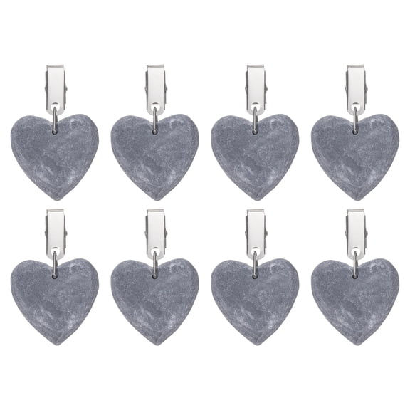 Uxcell 8 Pack Tablecloth Weights, Marble Table Cover Weights with Metal Clips, Heart Shape Stone Tablecloth Pendant 5 x 5cm for Outdoor Party Picnic Garden Table Decoration, Gray