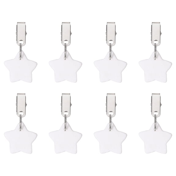 Uxcell 8 Pack Tablecloth Weights, Marble Table Cover Weights with Metal Clips, Star Shape Stone Tablecloth Pendant 4 x 4cm for Outdoor Party Picnic Garden Table Decoration, White