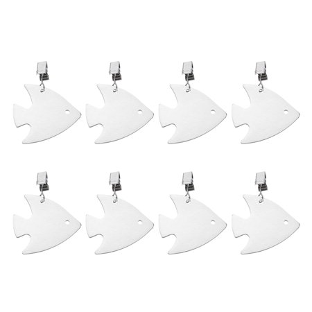 Uxcell 8 Pack Tablecloth Weights Stainless Steel with Metal Clips Fish Shape 6x6.2cm for Outdoor Picnic Decoration Silver