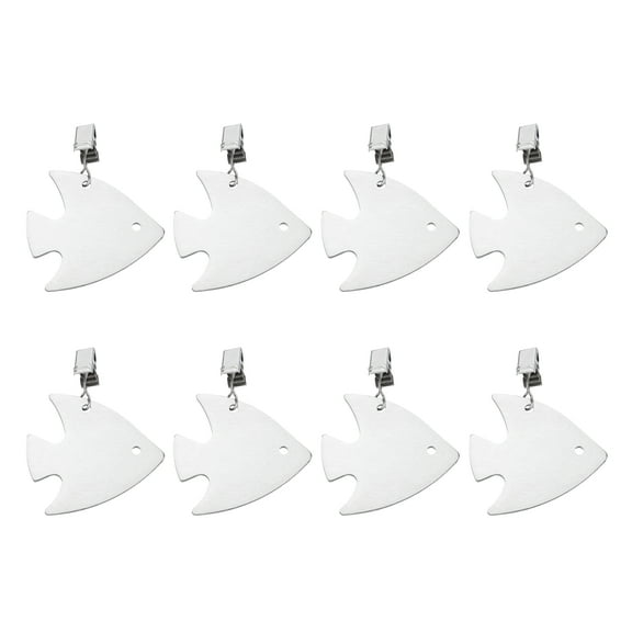 Uxcell 8 Pack Tablecloth Weights, Stainless Steel Table Cover Weights with Metal Clips, Fish Shape Tablecloth Pendant 6 x 6.2cm for Outdoor Picnic Garden Table Decoration, Silver