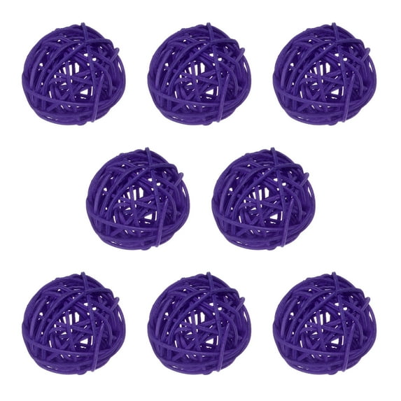 Uxcell 8-Pack Wicker Rattan Balls 50mm/2 Inch Decorative Rattan Balls for Christmas Weddings Thanksgiving Purple