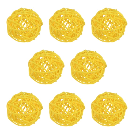 Uxcell 8-Pack Wicker Rattan Balls 50mm/2 Inch Decorative Rattan Balls for Christmas Weddings Thanksgiving Yellow