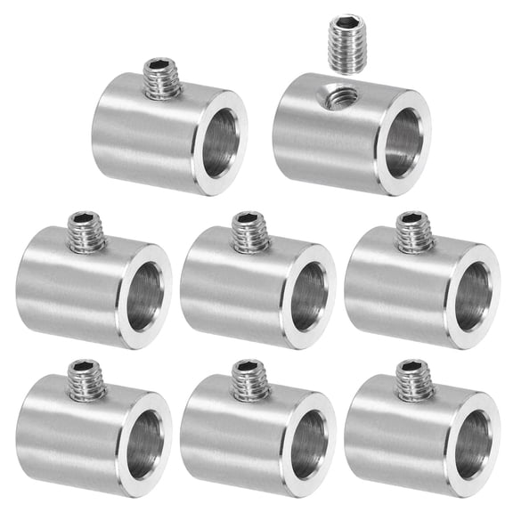 Uxcell 8 Pack Wire Rope Clips, 11mm ID 18mm OD Single Hole Lock Cable Clamps, 304 Stainless Steel Secure Fasteners with M6 Screws for Cable Rigging, Silver
