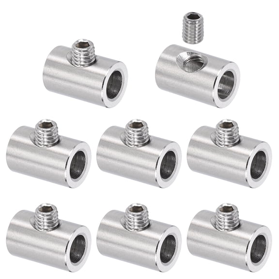 Uxcell 8 Pack Wire Rope Clips, 7mm ID 12mm OD Single Hole Lock Cable Clamps, 304 Stainless Steel Secure Fasteners with M6 Screws for Cable Rigging, Silver