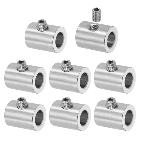 Uxcell 8 Pack Wire Rope Clips, 9mm ID 16mm OD Single Hole Lock Cable Clamps, 304 Stainless Steel Secure Fasteners with M6 Screws for Cable Rigging, Silver