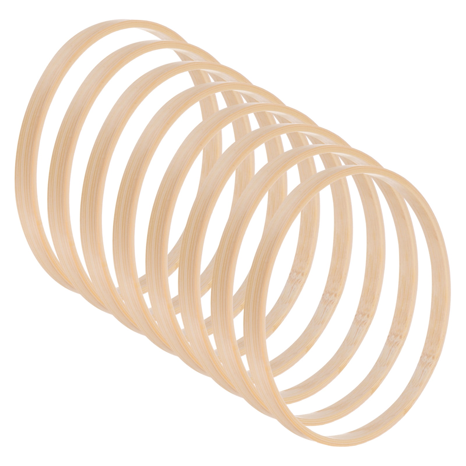 Uxcell 8 Pack Wooden Bamboo Floral Hoop 5 Inch Craft Wooden Wreath ...