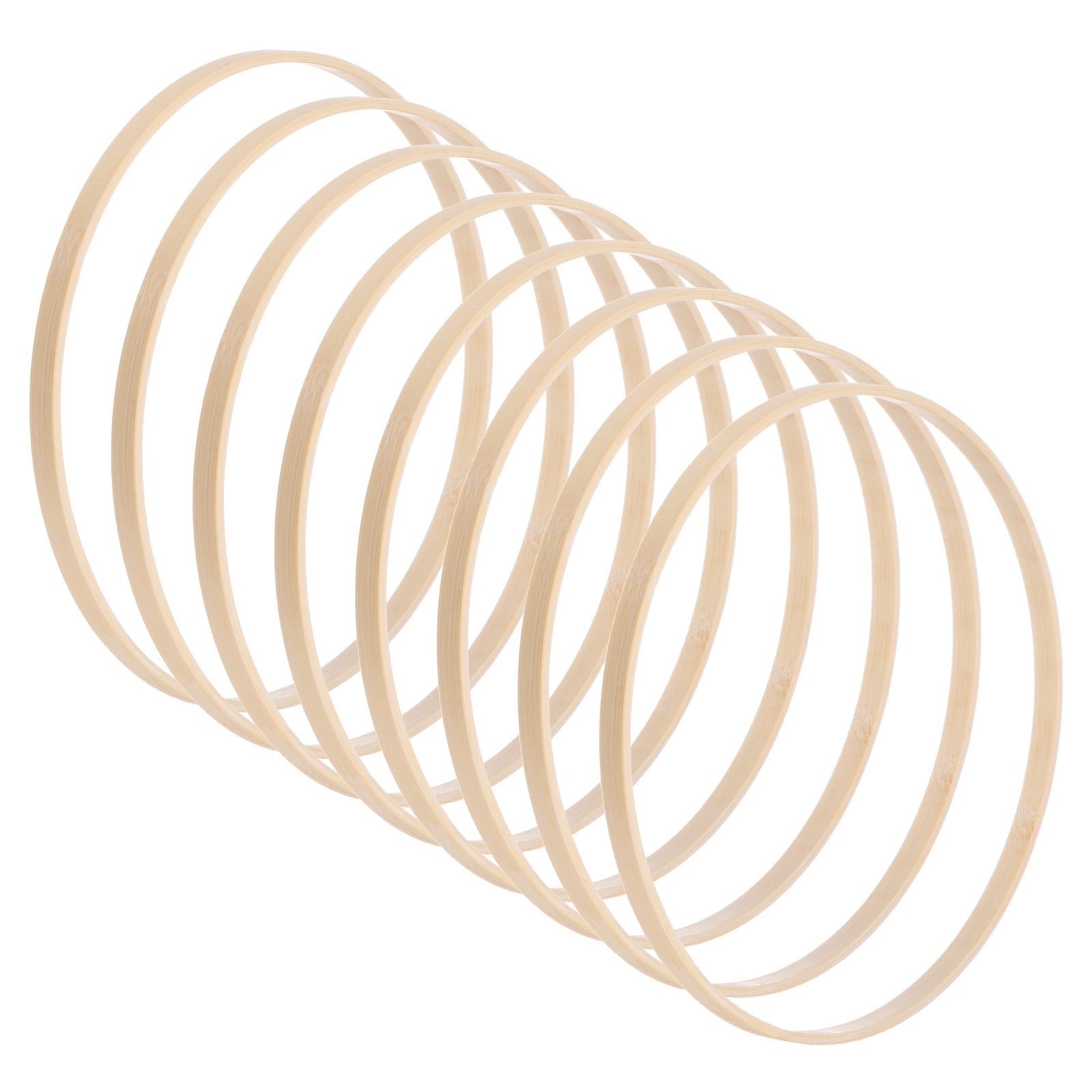 Uxcell 8 Pack Wooden Bamboo Floral Hoop 8 Inch Craft Wooden Wreath ...