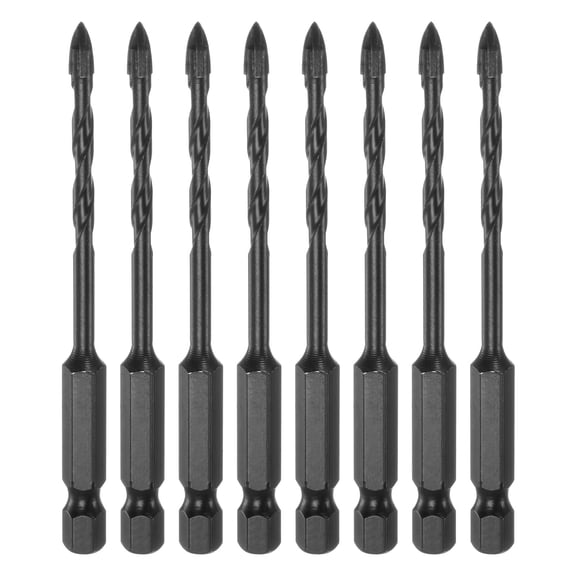 Uxcell 8 Packs 4mm (5/32") Black Chrome Plated Concrete Masonry Drill Bits for Tile Brick Glass Stone