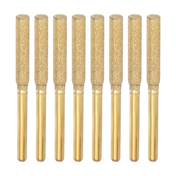 Uxcell 8 Packs Diamond Chainsaw Sharpener Bits 5/32" 4mm Cylinder Head, Titanium Plated Electric Chain Saw Grinder