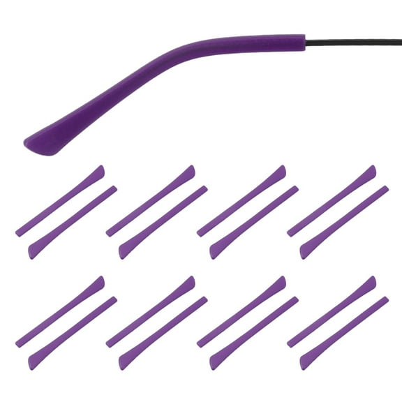 Uxcell 8 Pairs Eye Glass Replacement Temples, Silicone Anti-Slip Eyeglass End Tips Glasses Retainers Fits 1x2mm for Rectangle Thin Metal Eyeglass Sunglasses Temple, Purple