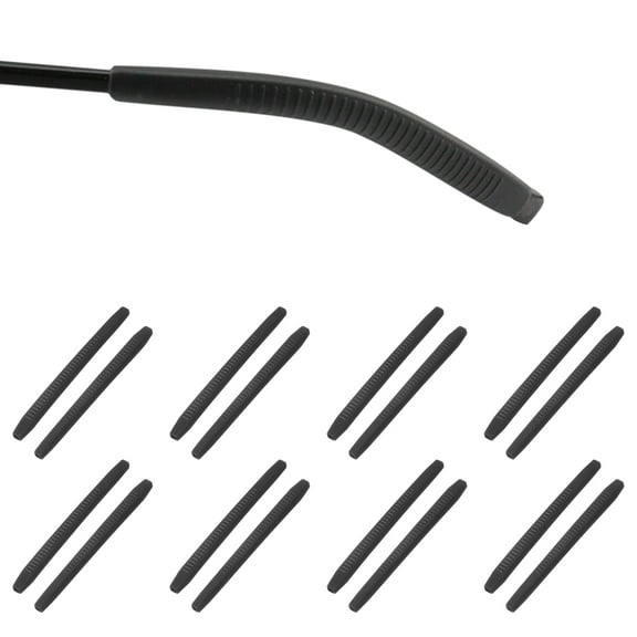 Uxcell 8 Pairs Eye Glass Replacement Temples, Silicone Anti-Slip Eyeglass End Tips Glasses Retainers Fits 2x2mm for Square Thin Metal Eyeglass Sunglasses Temple, Black