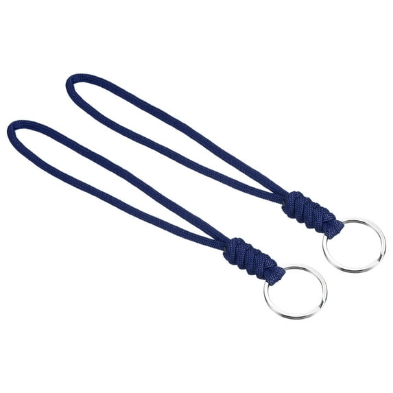 Uxcell 8" Paracord Lanyard Wrist Keyring Badge Holder Strap, Blue 2 Pack