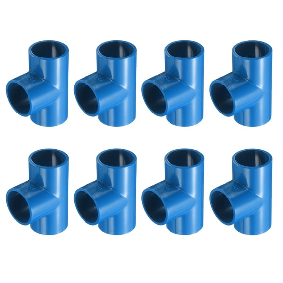 Uxcell 8Pcs 3/4" Tee 3 Way Pipe Fittings Connector, Furniture Build Grade Corner Fitting Elbow Fittings for DIY Shelf Garden Support Structure Tent Connection, Blue
