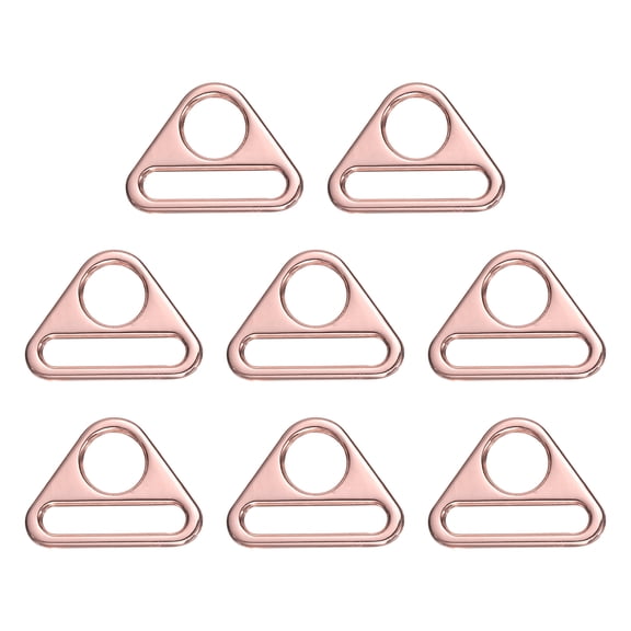 Uxcell 8 Pcs 1 1/4 inch Triangle Buckles Adjuster Triangle D Rings Strap for Purse Straps Keychain Lanyard Rose Gold
