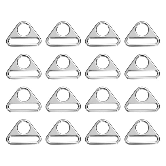 Uxcell 16 Pcs 1 1/2 Inch Triangle Buckles Adjuster Triangle D Rings Strap Silver
