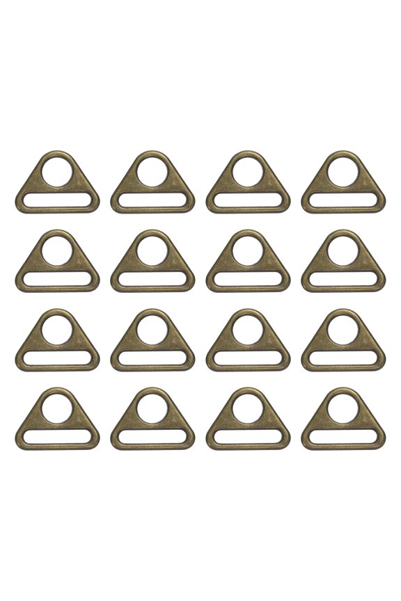 16 Pcs 1 Inch Triangle Buckles Adjuster Triangle D Rings Strap Bronze