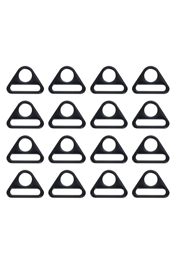 16 Pcs 1 Inch Triangle Buckles Adjuster Triangle D Rings Strap Black