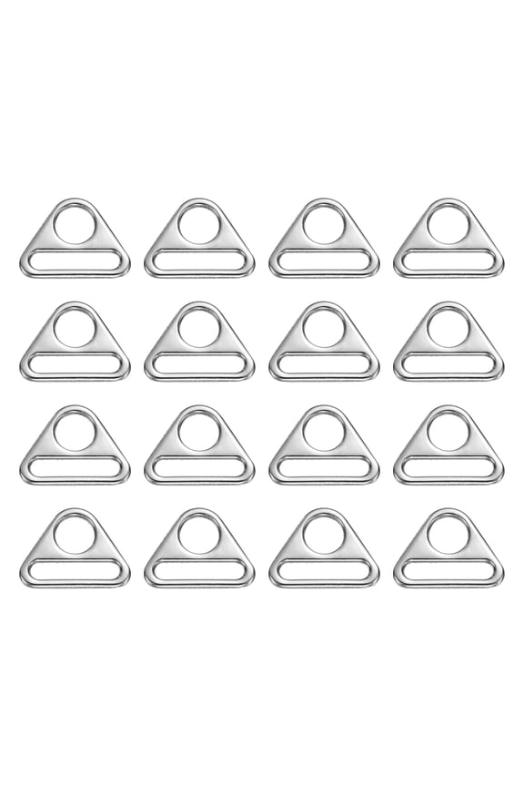 16 Pcs 1 Inch Triangle Buckles Adjuster Triangle D Rings Strap Silver