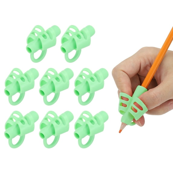 Uxcell 8 Pcs 3 Fingers Handwriting Pencil Grippers, Green