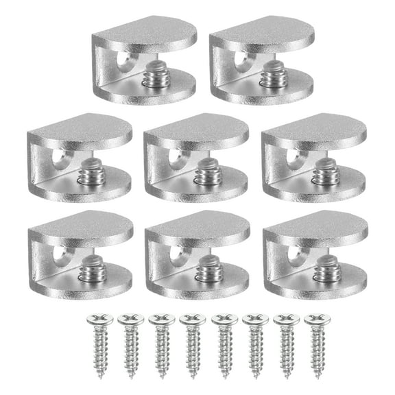 Uxcell Adjustable Frameless Glass Shelf Brackets, Shower Glass Clamp Clip Wall Mounted Zinc Alloy Clamp Holder Half Round 6-8mm