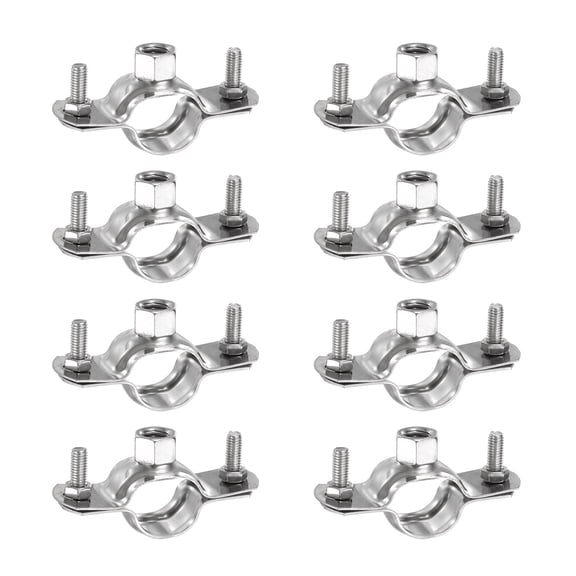Uxcell 8 Pcs Adjustable Pipe Bracket Clamps 13/16" (20mm) Stainless Steel Wall Ceiling Mount Split Ring Pipe Hanger Metal Pipe Supports Clamp for Pipe Tube (M8)