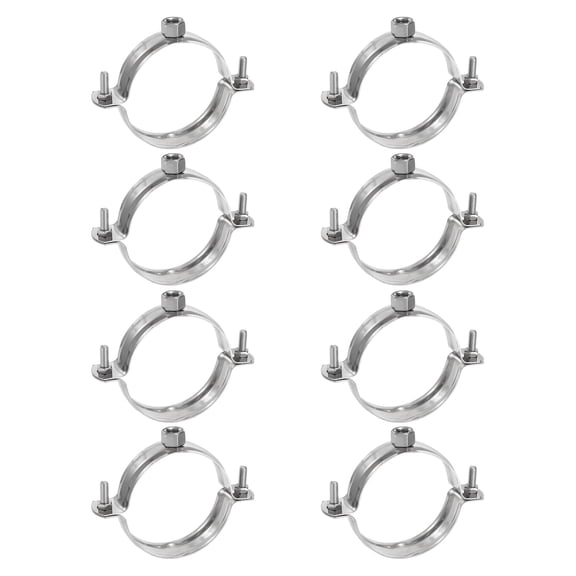 Uxcell 8 Pcs Adjustable Pipe Bracket Clamps 2-1/2" (63mm) Stainless Steel Wall Ceiling Mount Split Ring Pipe Hanger Metal Pipe Supports Clamp for Pipe Tube (M8)