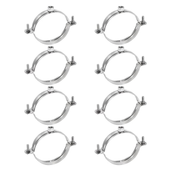 Uxcell 8 Pcs Adjustable Pipe Bracket Clamps 2-15/16" (75mm) Stainless Steel Wall Ceiling Mount Split Ring Pipe Hanger Metal Pipe Supports Clamp for Pipe Tube (M8)